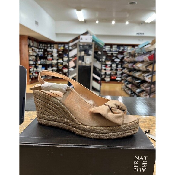 Naturalizer Womens Bettina Tan Peep-Toe Slingback Espadrille Wedge Sandals Sz 8M - Picture 1 of 7